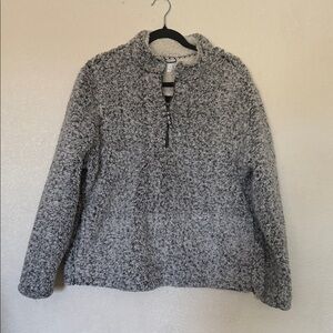 Time and Tru Heather Gray Sherpa Pullover Jacket